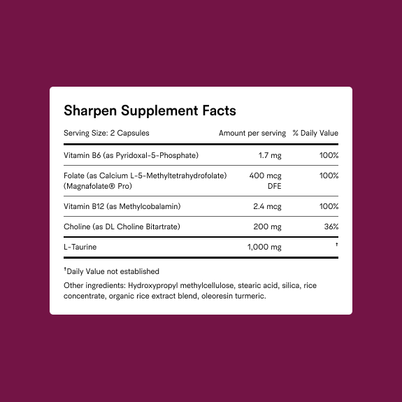 Sharpen Supplement Facts
