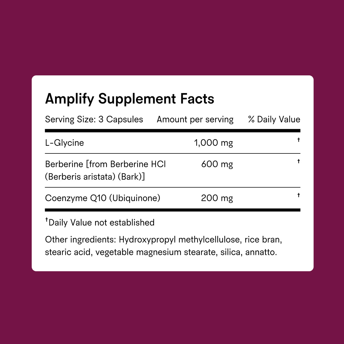 Amplify Supplement Facts